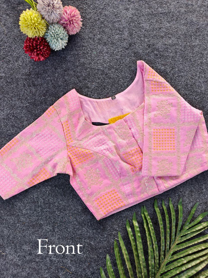 Viscose 2D  chinnon  saree with stitched blouse