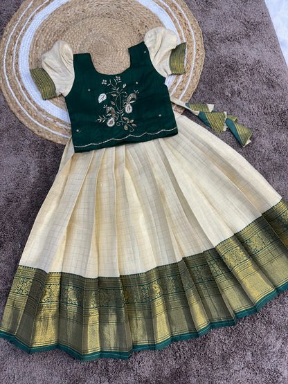 Kids cute Sravanamasam special semi Pavada sets