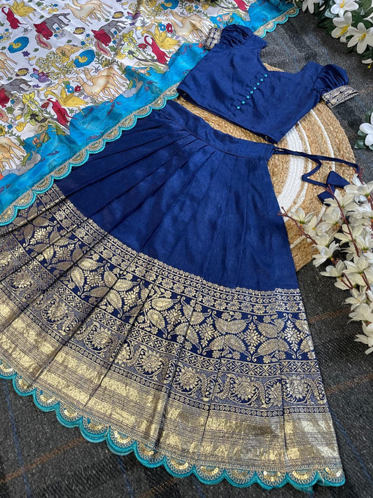 Kids Pongal special Crop top lehenga sets