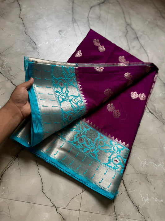 Handloom row mango premium vintage vibe festival wear saree