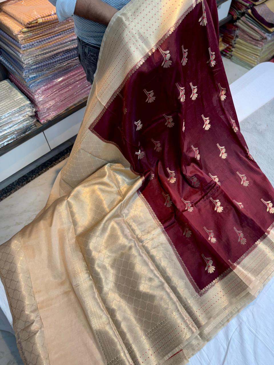 Banarasi Raw Mamgo Alfi Minakari sarees