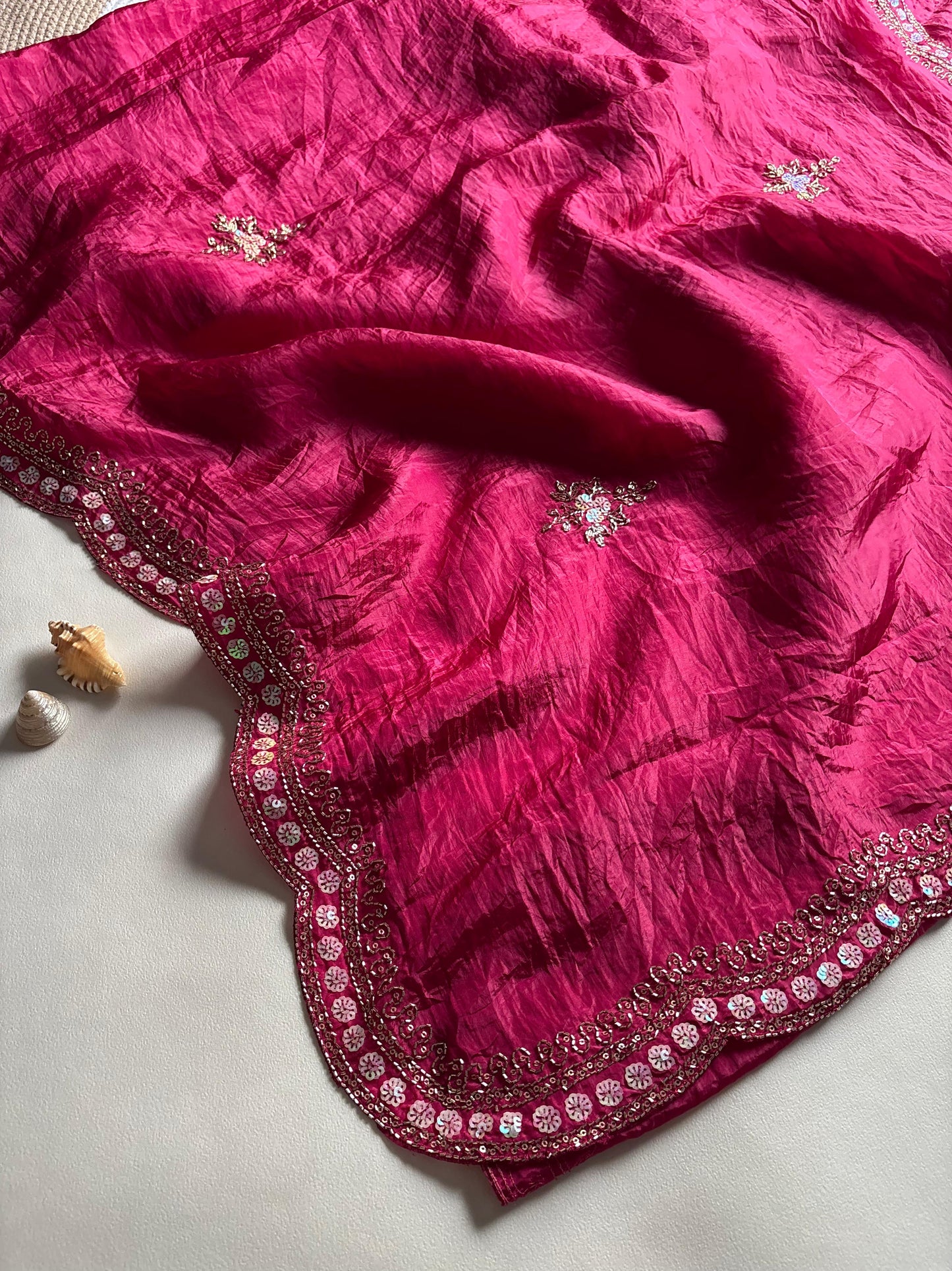 New gold crush saree with stitched blouse