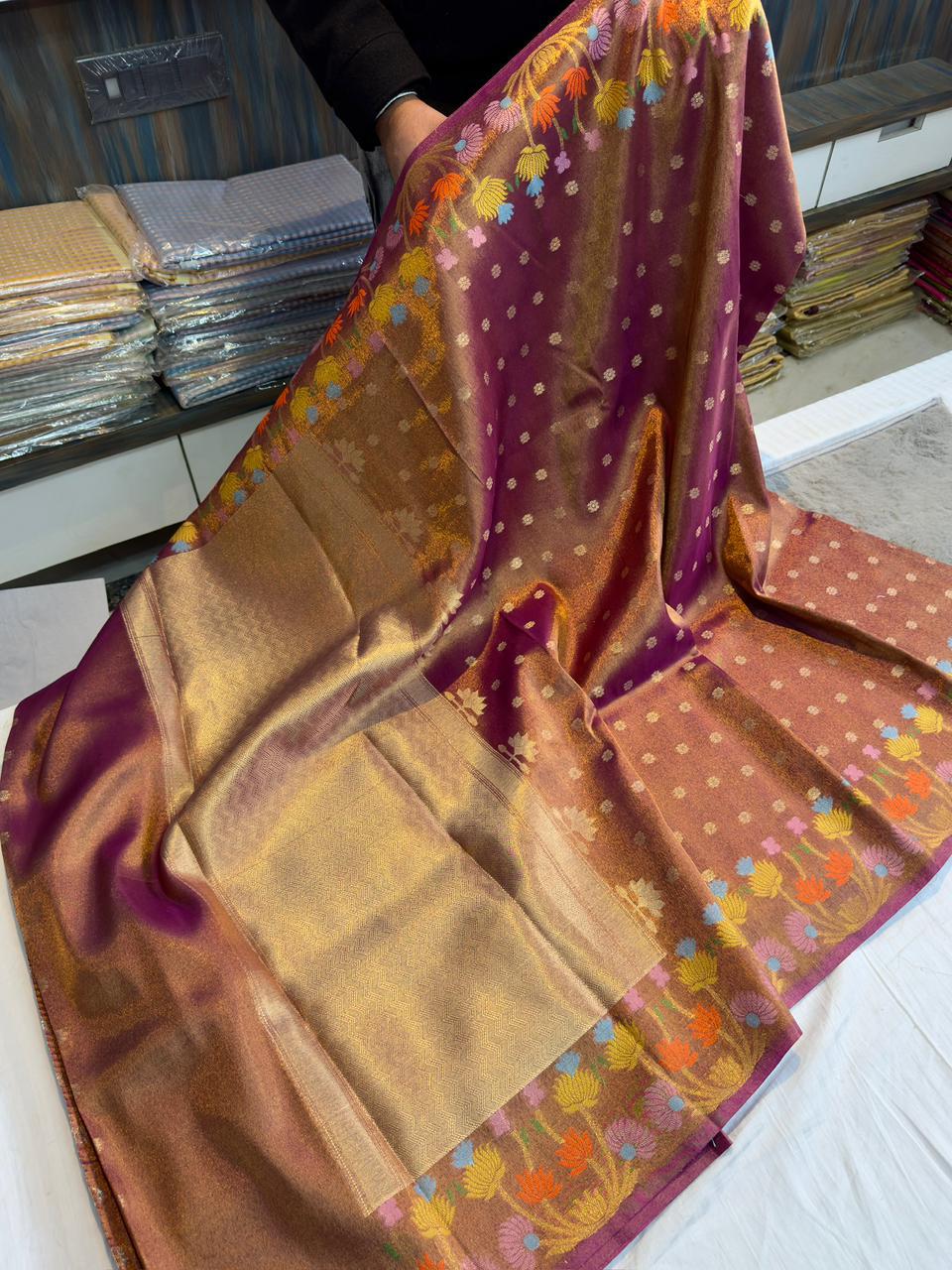 Vintage semi soft Dupion designer saree