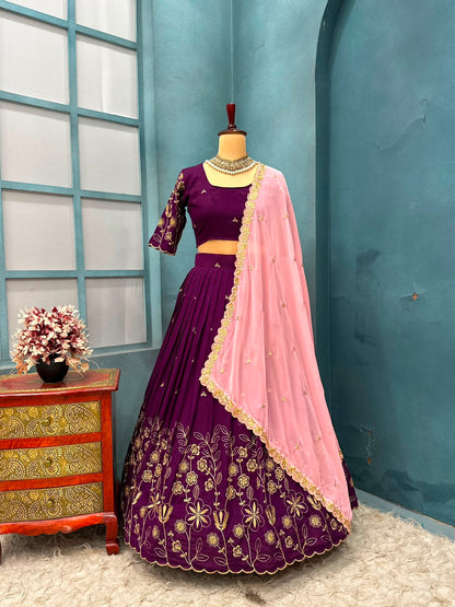 Blooming Vichitra silk designer lehenga