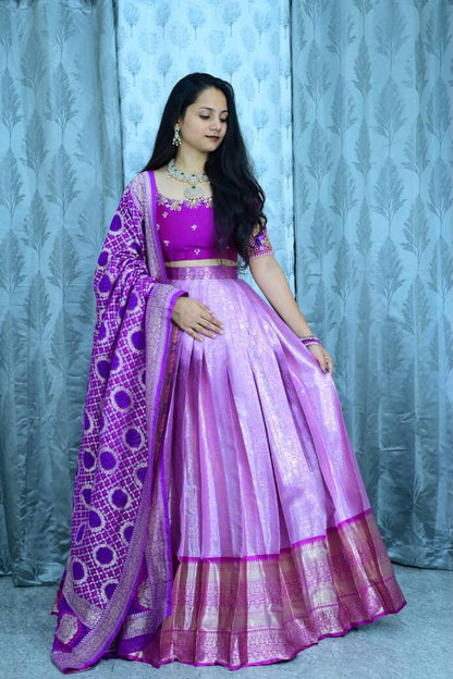 Semi Kanchipattu With Pure Zardosi Festival Lehenga