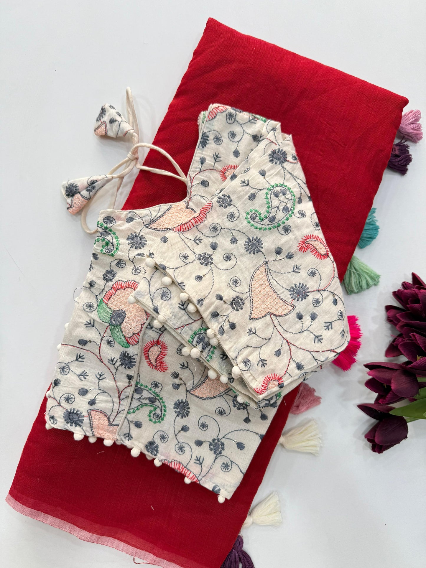 Khadi Cotton Saree with Desginer blouses Instagram best seller