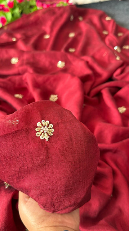 Premium crush carry free beads embroidery budget saree