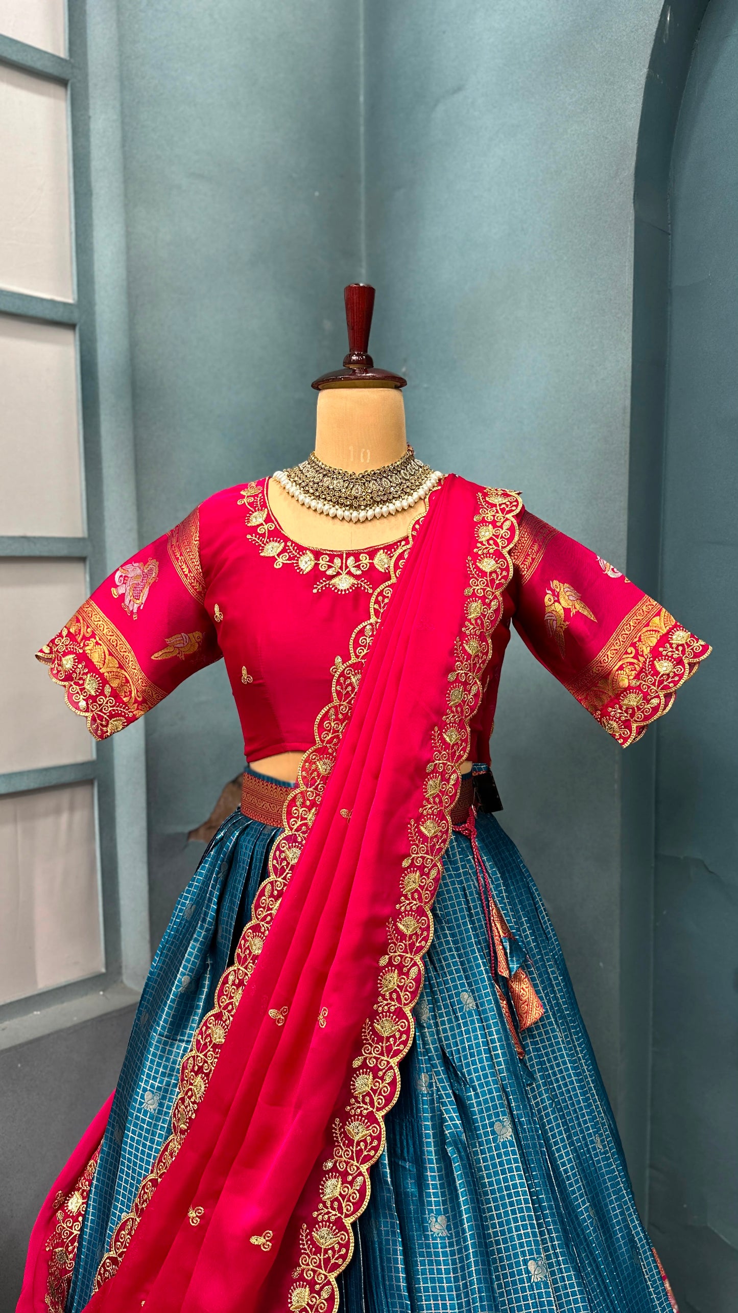 Kanjivaram silk Designer jacquard embroidery lehenga sets