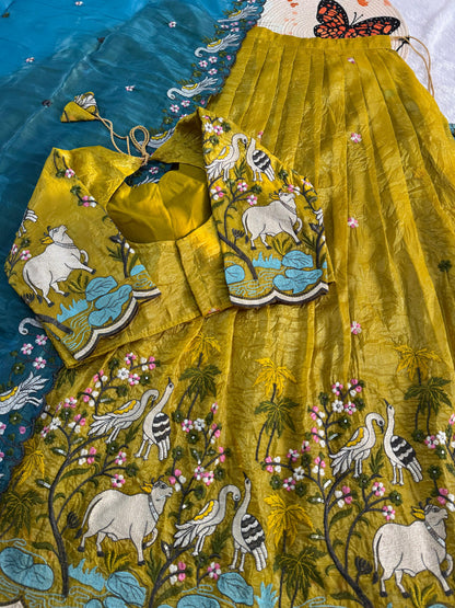 Gold crush pichwai work designer lehenga