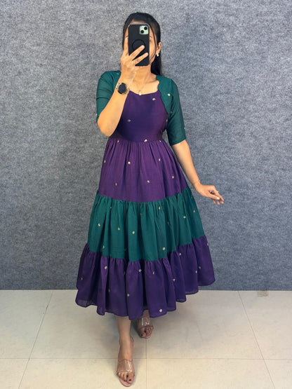 Café multi colour designer vichitra silk gown