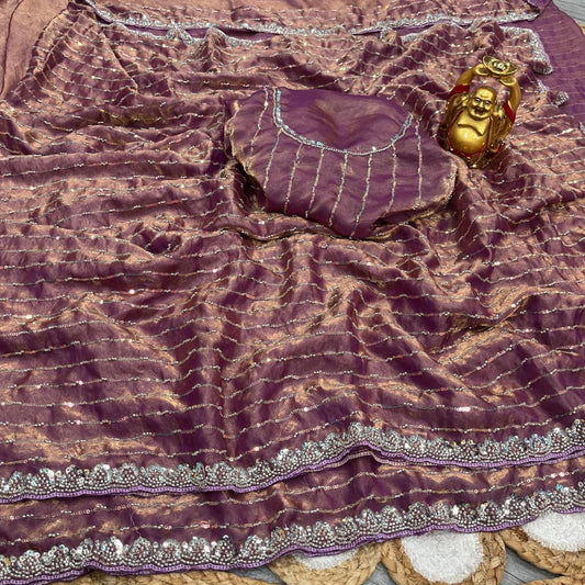 Space silk Luxurious Handwork Glam saree