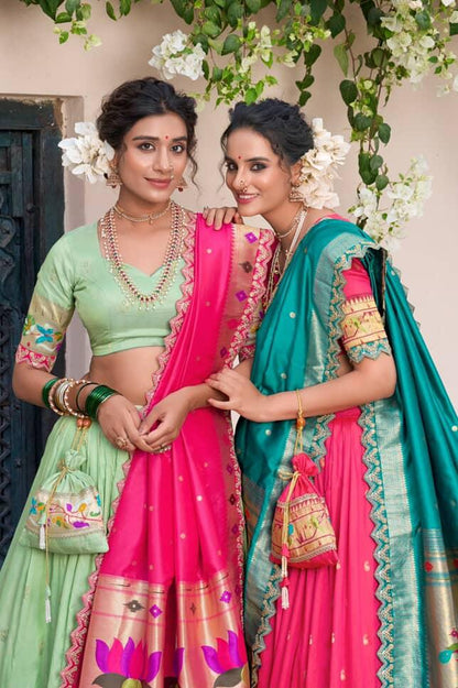 Vichitra Silk Kalmkari print Lehengas