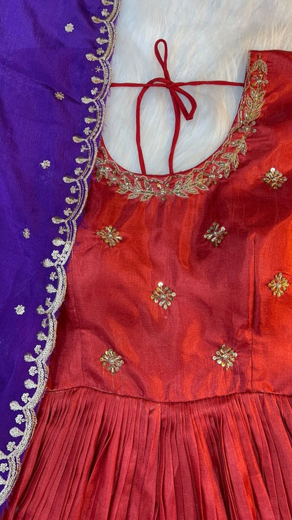 Anarkali Kalmkari goal silk gown