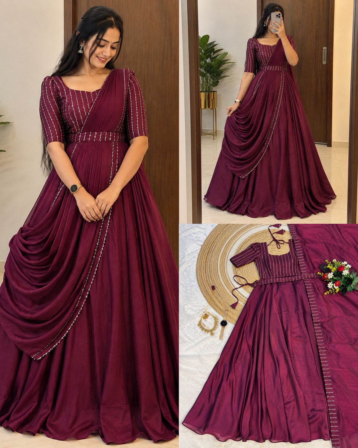 party wear draping style cafe gown