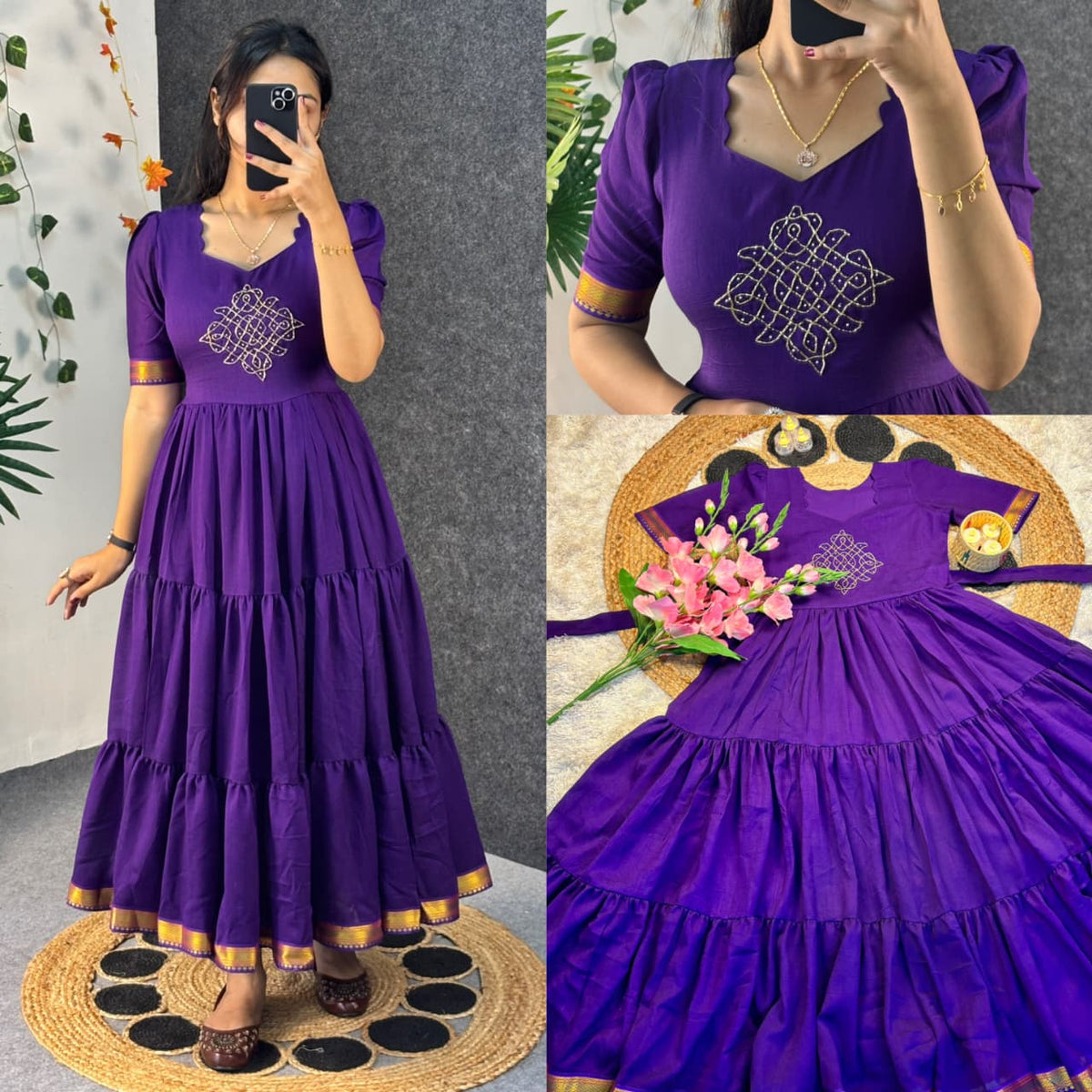 Café blooming vichitra silk gowns