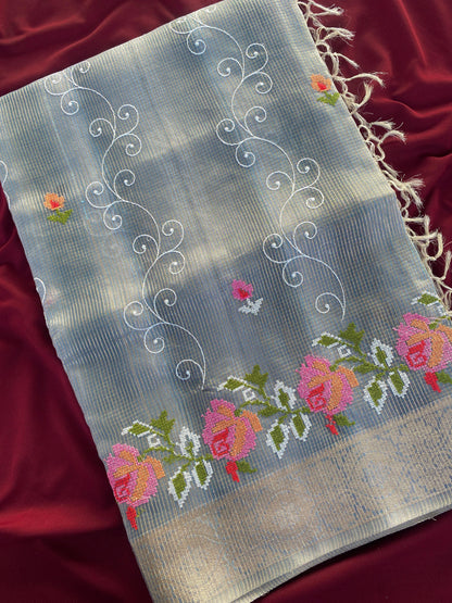 Kota budget Embroidery jequard border sarees
