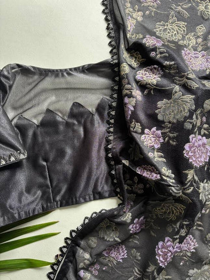 Fancy Desginer Black Cocktail Saree Budget ones