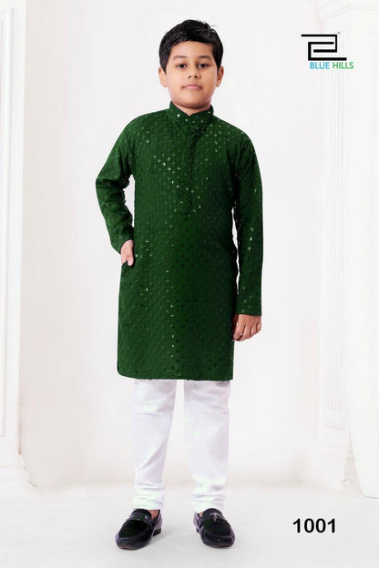 Kid boys chikankari  work  kurta sets