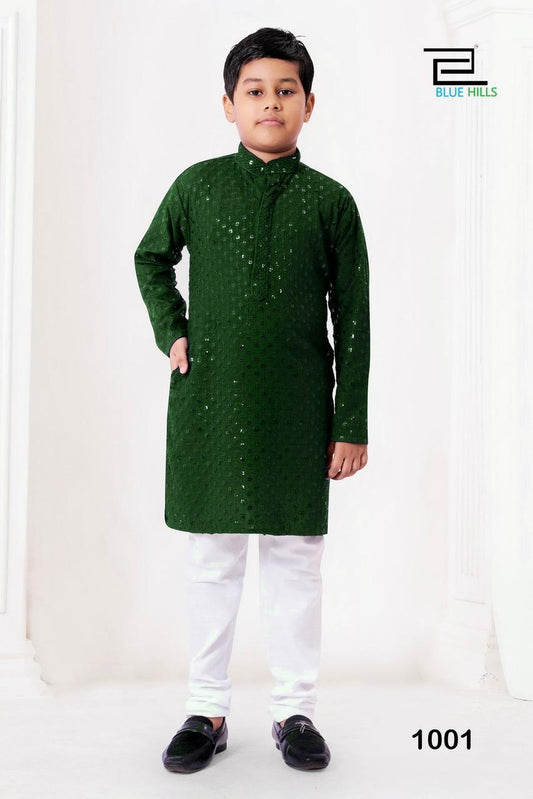 Kid boys chikankari  work  kurta sets