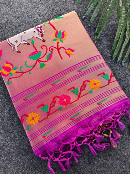 Budget Tussar Paithani weaving sarees
