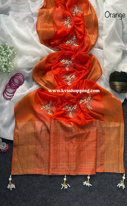 Shimmer Desginer Chinon Trendy Saree