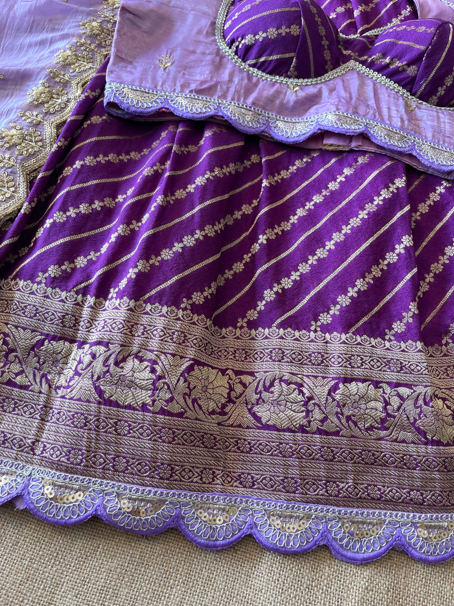 Khadi Lehnags with Stitched Blouse set for party wear