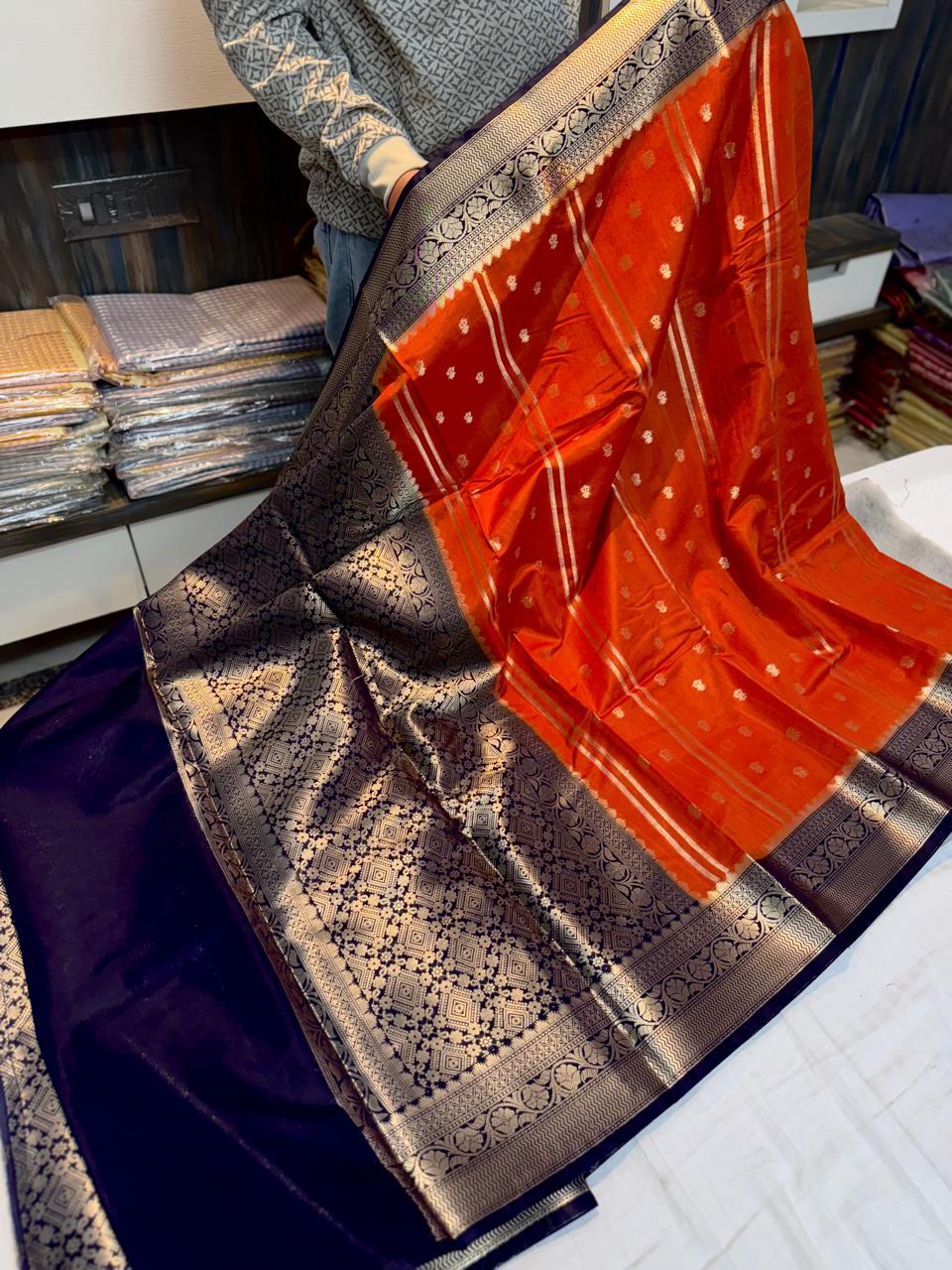 Semi Pattu Green Rao Mango soft silk minakari sarees