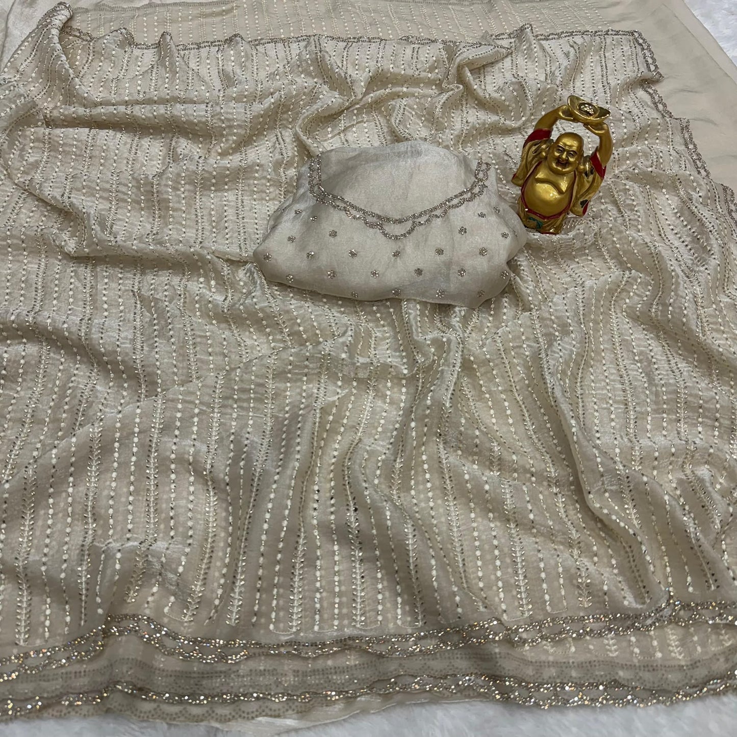 Budget Glossy fendy satin  zarkhan border sarees