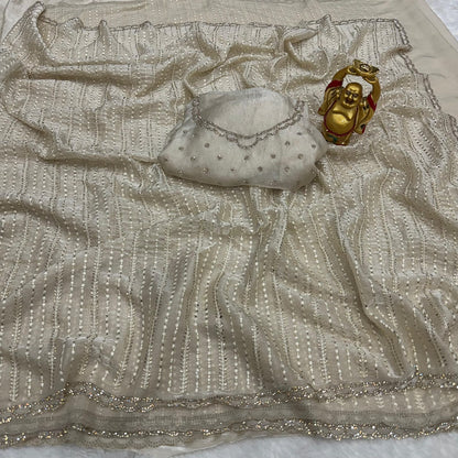 Budget Glossy fendy satin  zarkhan border sarees