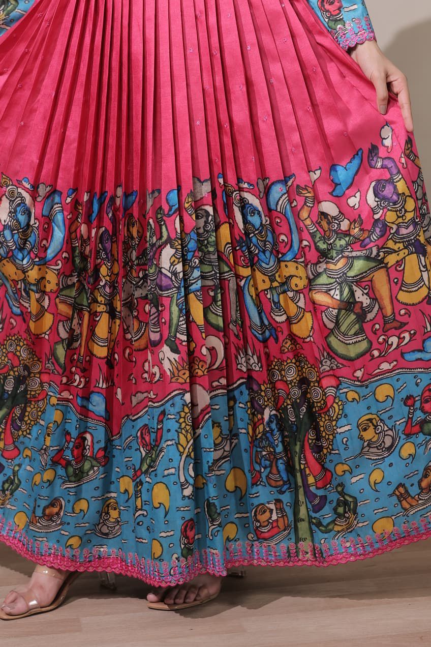 Elegant  PenKalamkari  Desginer Long Anarkali gowns