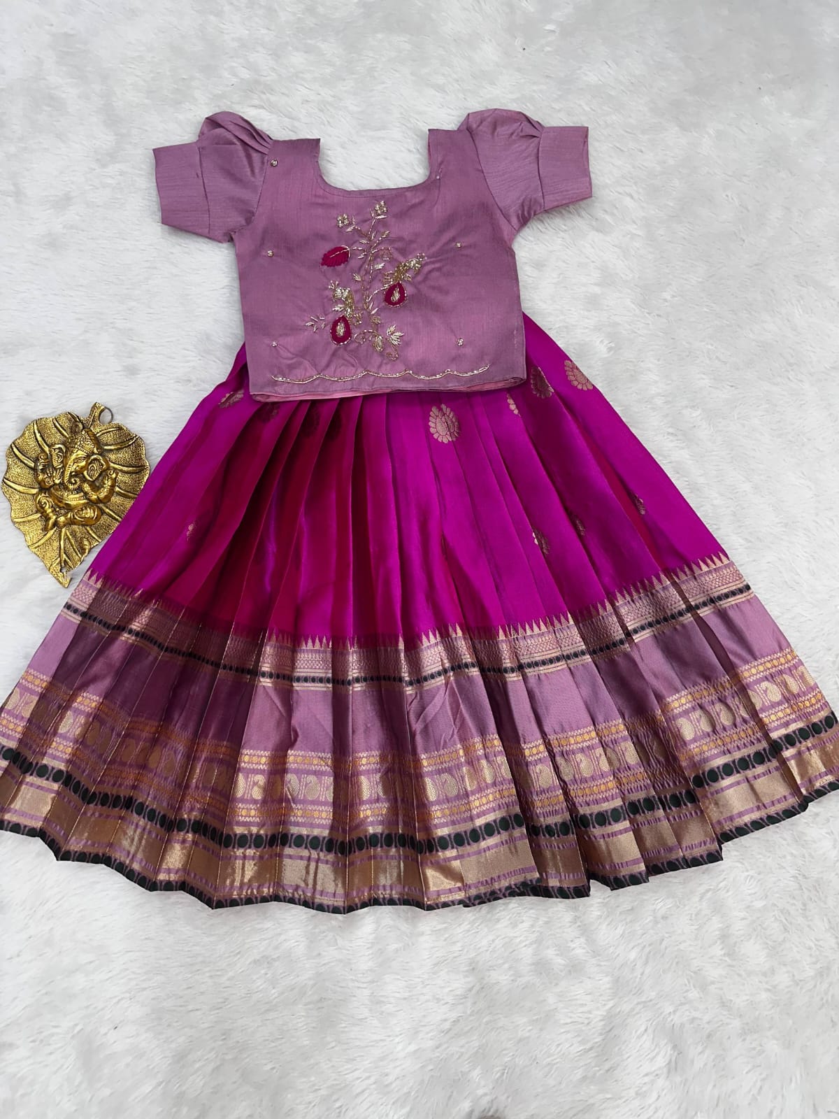 Kids special cute weaving with work blouses