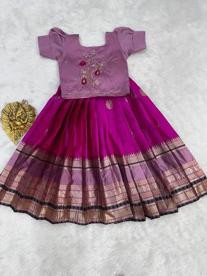 Kids special cute weaving with work blouses