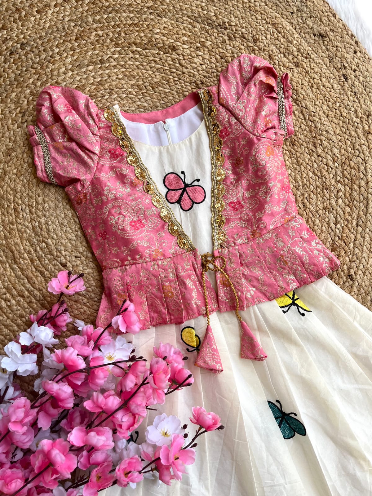 Kids Khadi cotton butterfly gown