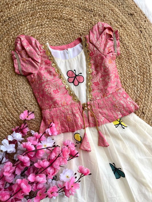 Kids Khadi cotton butterfly gown