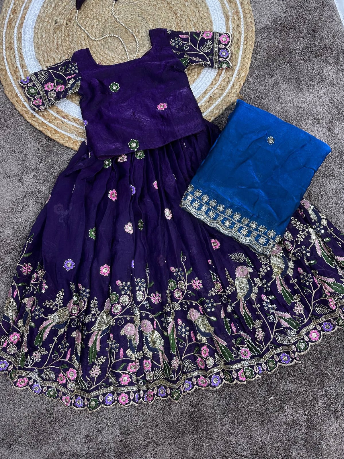 Kids designer beads work lehenga with dupatta