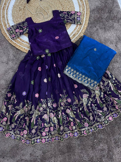 Kids designer beads work lehenga with dupatta