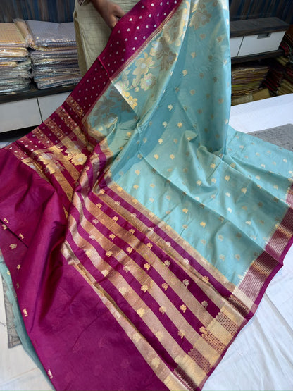Banarasi dybl dupion soft silk zari saree