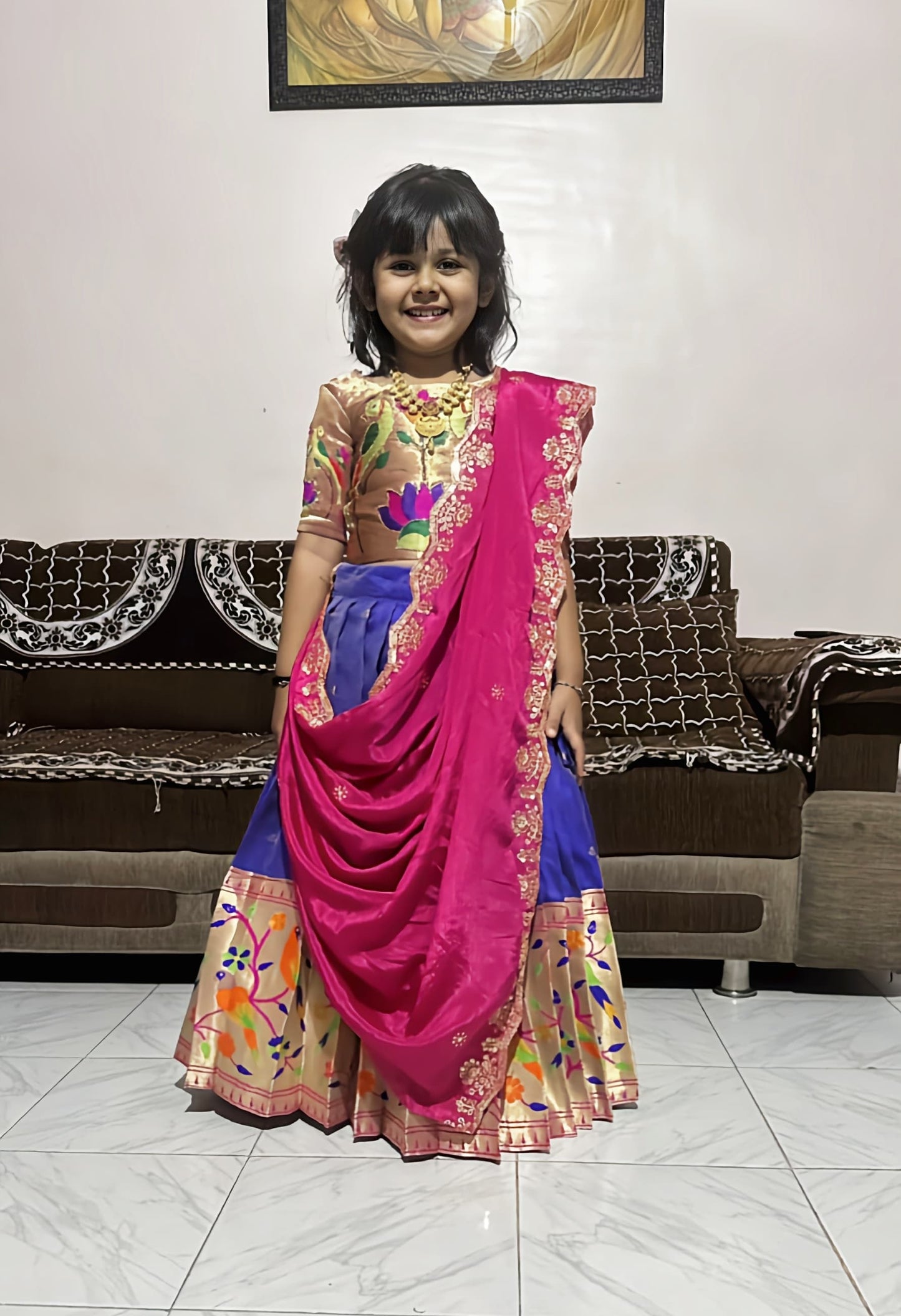 Kids cute paithani with dupatta sets
