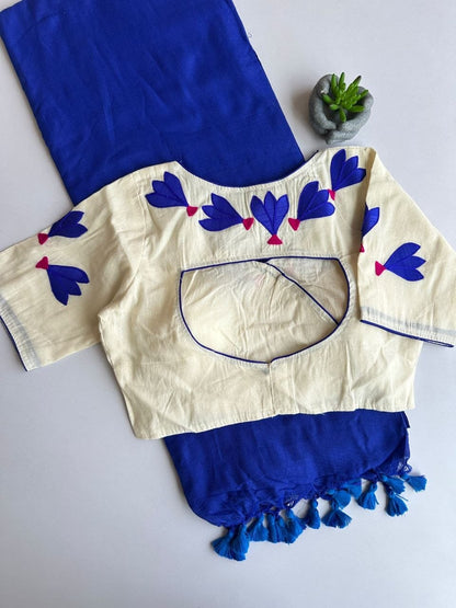 Khadi cotton with  stitched blouse