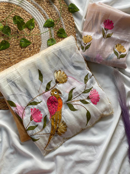 Handmade brush two shade trendy  Look sarees