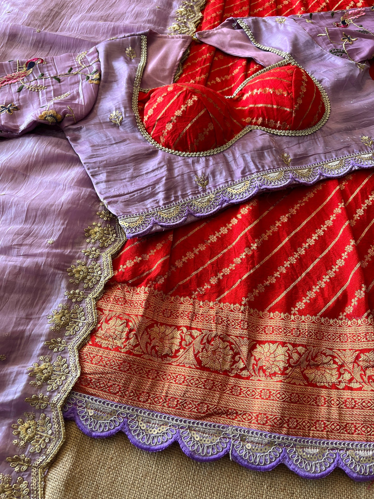 Khadi Lehnags with Stitched Blouse set for party wear