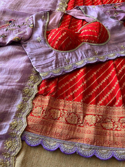 Khadi Lehnags with Stitched Blouse set for party wear