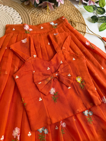 Kids Mul Chanderi embroidery cotton cut flower sets