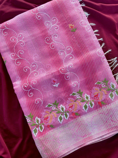 Kota budget Embroidery jequard border sarees