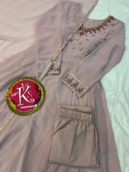 Georgette silk handwork Anarkali gowns