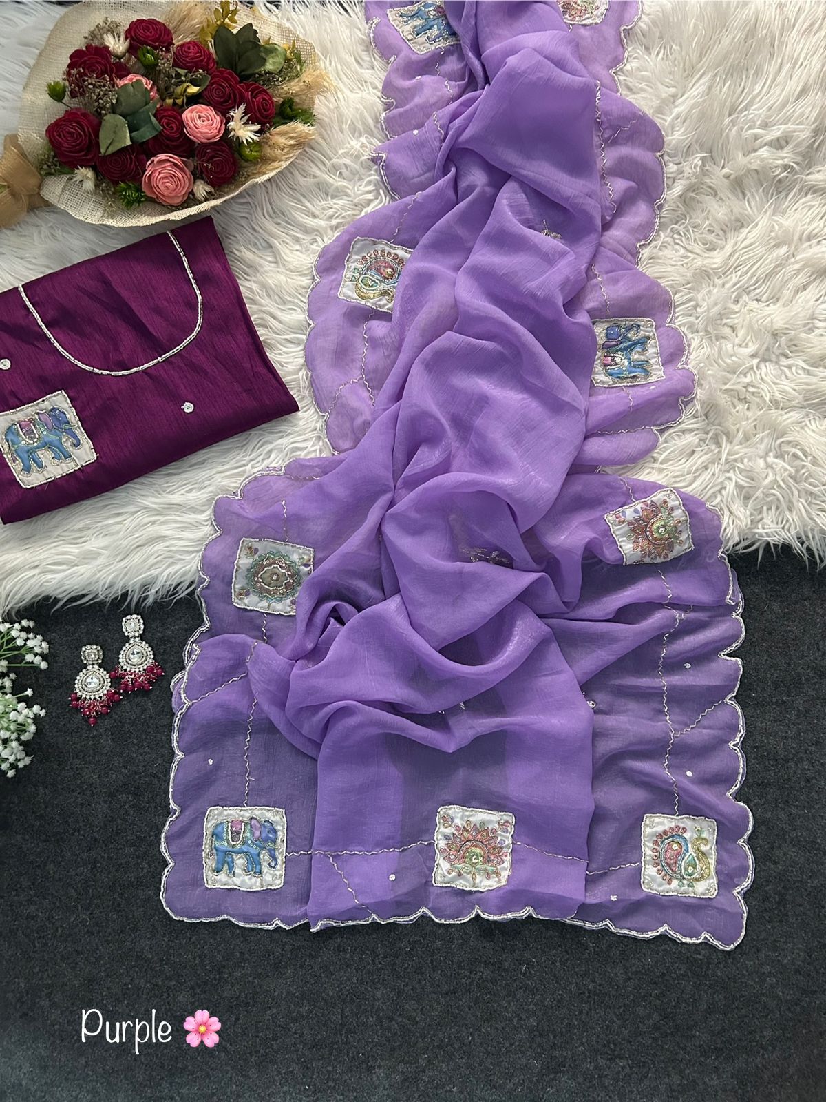 Moti Cutdana  Desginer Trendy Saree