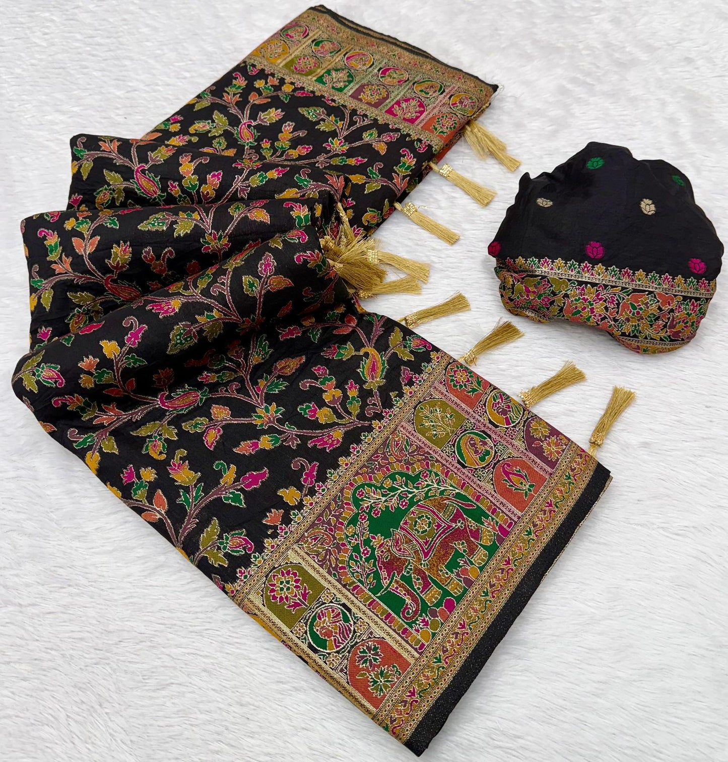 Vintage rajwadi pashmina silk saree
