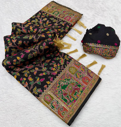 Vintage rajwadi pashmina silk saree