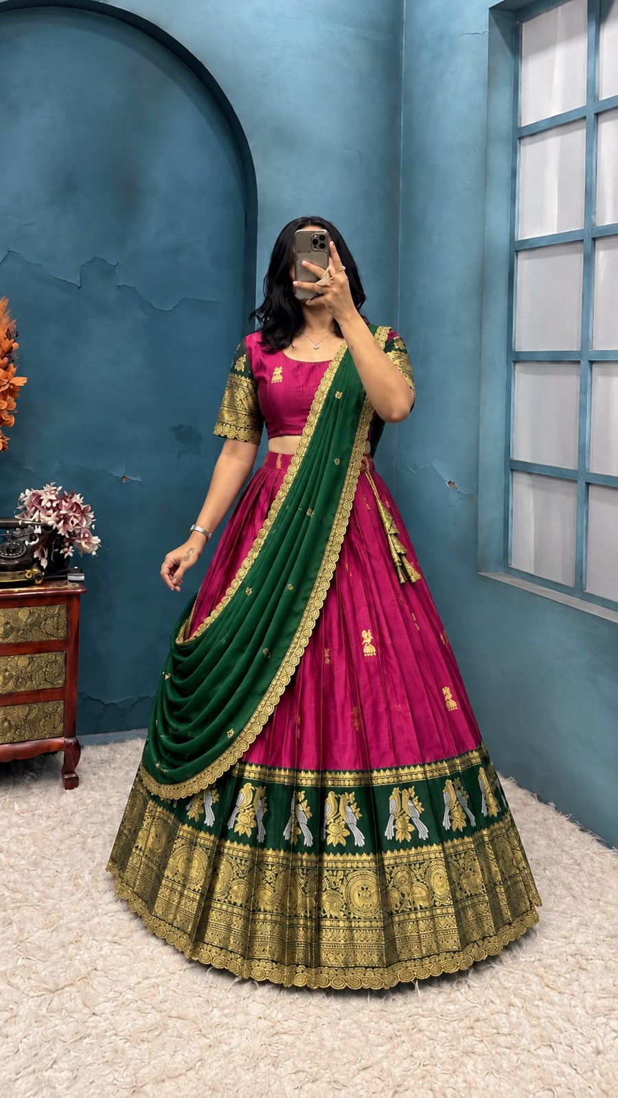 Jhumka Kanjivaram designer lehenga set