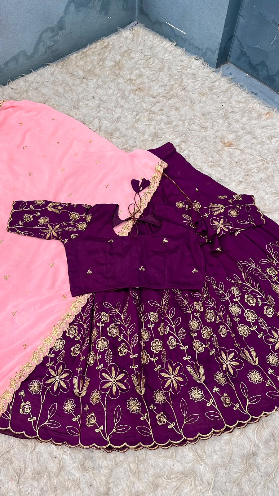 Blooming Vichitra silk designer lehenga